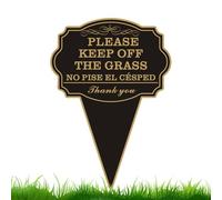Please Keep Off the Grass Double-Sided Yard Sign with Stake, 10"x14" Aluminum Lawn Warning Sign, English & Spanish “No Pise el Césped”, Outdoor Use
