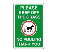 Please keep off the grass no fouling Thank you - Dog Safety sign - 3mm Aluminum Dibond for indoor/outdoor usage (200mm x 150mm) 5m Viewing Distance.