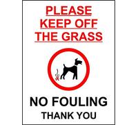 Please keep off the grass no fouling thank you safety sign - 1.2mm Rigid plastic 300mm x 200mm