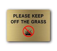 Please Keep Off the Grass Sign - 19.4x14.3cm Brushed Aluminium
