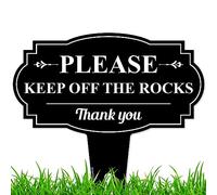 Please Keep Off The Rocks Sign, 13"x13", Heavy Duty Integrated Ground Stakes, Indoor/Outdoor Use, Rust Free Aluminum Composite, Made in USA by My Sign center