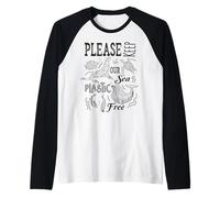 Please Keep Our Sea Plastic Free Seal Whale Sea Turtle Raglan Baseball Tee