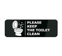 Please Keep The Toilet Clean Sign For House (With Strong Adhesive Tape), 10" X 3" Premium Durable For Home & Office,Acrylic Signs For Front Door/Wall/Window, Clear And Easy To Read