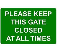 Please Keep This Gate Closed At All Times Correx Safety Sign 200mm x 135mm x 6mm Green/White.