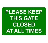Please Keep This Gate Closed At All Times Correx Safety Sign 300mm x 200mm. Green / White.