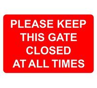Please Keep This Gate Closed At All Times Correx Safety Sign 300mm x 200mm. Red/White.