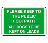 Please Keep To The Footpath Dogs To Be Kept On Lead Sign - High-Tack Self-Adhesive Vinyl Sticker (300 x 200mm)