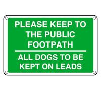 Please Keep To The Footpath Dogs To Be Kept On Lead Sign - Pre-Drilled 1.2mm Rigid Plastic, Weatherproof Indoor & Outdoor (300 x 200mm)