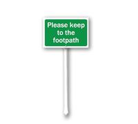 Please keep to the footpath Sign, 12" x 8" Yard Sign with Stake, Easy to Mount, Lawn Sign