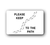 Please Keep to the Path Sign - 14.0x9.0cm Brushed Aluminium