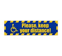 Please Keep Your Distance Striped Note Sticker Laminated Weatherproof
