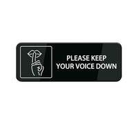 Please Keep Your Voice Down Sign For Business Self Adhesive Signs Industrial Warning Signs For Office Outdoor Indoor Supplies (Black And White) 4×16 Inch