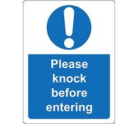 Please knock before entering privacy safety sign - Self adhesive sticker 200mm x 150mm