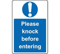 Please Knock Before Entering Safety Sign - 1mm Plastic Sign (100mm x 150mm)