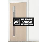 Please Knock Before Entering Warning Sign Self Adhesive Gloss Sticker 160mm x 65mm
