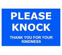 PLEASE KNOCK Thank You For Your Kindness | High Visibility Safety Warning Sign | Self-Adhesive Vinyl Sign for Home Office School Shared Building Entrance Indoor Outdoor Wall Door