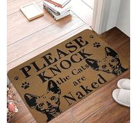Please Knock The Cats Are Mat Entry Low Profile Entrance Rug Soft Doormat For Garden Laundry Room Kitchen 40 X 60Cm