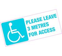 Please Leave 3 Metres for Access Wheelchair Taxi Car Disabled Sticker Printed Vinyl