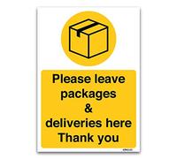 Please leave all deliveries here Sign, A4 1mm Rigid Plastic, Postman, Couriers, Delivery Door notice