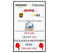 Please Leave All Packages & Deliveries Here - Delivery Sign for Outdoor Use 12" * 8" (EN downward 2311)