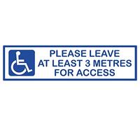 Please Leave At Least 3 Metres For Access wheelchair Disabled Disability Blue Badge Car Van Bumper Laminated Self-adhesive Vinyl Sticker- by Ellis Graphix