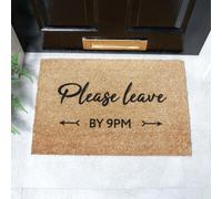 Please leave by 9pm Doormat (60 x 40cm) Artsy Mats Brown 40cm x 60cm