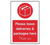 Please leave deliveries here Sign, Courier, Postman, Delivery Driver Notice Self Adhesive Sticker A4-200x300mm (MISC249)