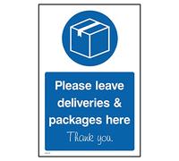 Please leave deliveries here Sign, Courier, Postman, Delivery Driver Notice Self Adhesive Sticker A5-150x200mm (MISC251)