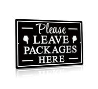 Please Leave Packages Here Metal Sign, Package Delivery Decor, Indoor/Outdoor Use for Front Door, Business, 12x8 Inches Aluminum