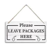 Please Leave Packages Here Sign, Decorative Hanging Wall Plaque Wood Sign, Delivery Signs for Packages Indoor Outdoor Home Use, Package Delivery Decor for Home Front Door, Business
