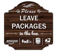 Please Leave Packages In The Box Signs 12 x 12 Inches Package Delivery Sign Metal Reflective Sturdy Rust Aluminum Waterproof Easy to Install Outdoor