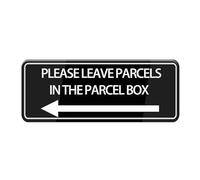 Please Leave Parcels In The Parcel Box With A Left Arrow Sign For House Door, Plastic Self-Adhesive Signs For Business Home, 10X3 Acrylic For Office Gate Window, No Fade Rust Free