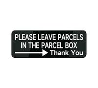 Please Leave Parcels In The Parcel Box With A Right Arrow Door Sign - Highly Visible Plastic Placard Adhesive Back - Great Use For Restaurants, Hotels & Offices 8 * 3
