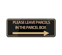 Please Leave Parcels In The Parcel Box With A Right Arrow Sign For House, 10X3 Inch Acrylic Plaque With Strong Adhesives For Front Door/Wall/Window Home & Office Business Outdoor