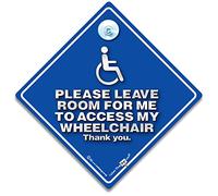 Please Leave Room For Me To Access My Wheelchair Disability Sucker Car Sign, Disabled Disability Advisory Vehicle Sign For Disabled or Wheelchair User in Super Bright Blue 14cm x 14cm