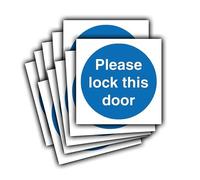 Please Lock This Door Sticker sign - Fire Door Vinyl Self-adhesive Sticker -100x100mm