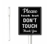 Please Look But Don't Touch The Flower Plants Metal Garden Sign, Keep Off Grass Lawn, Stay out of Flower Bed Yard Sign With Stake, 18x22 CM Sturdy Aluminum Weatherproof Rust Free