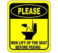 Please Men Lift UP the Seat Before Peeing Bathroom Sign for Home or Work (Aluminum) 8x12 in