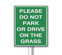 Please No Parking or Driving on Grass Notice Sign for Yard With Stake 18X22 CM Sturdy Aluminum Sign, Weatherproof and Fade Resistant, Easy to Mount, Outdoor Use