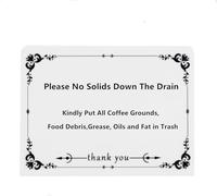 Please No Solids Down Drain Rental Home Necessities Kitchen sink Signs,Great for Airbnb guests kindly notes sign (White flower)