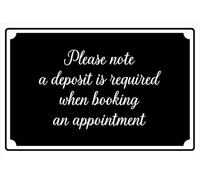 Please note a deposit is required when booking an appointment sign - 1mm flexible Plastic (200mm x 150mm)