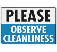 Please Observe Cleanliness Metal Sign Aluminum Warning Tin Signs For Outdoor Business Yard Lawn Farmhouse Garden Patio Wall Decor 8x12 Inch