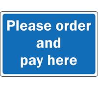 Please order and pay here sign - Self adhesive sticker (300mm x 200mm)