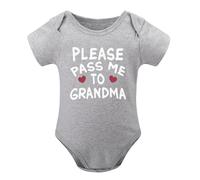 Please Pass Me To Grandma Baby Clothes I Love Grandmas Loves Boy Infant Bodysuits Gray-style 18months