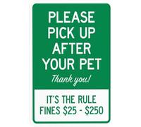 Please Pick-Up After Your Pet Thank You Its The Rule Fines $25-$250 Warning Metal Sign Tin Signs Aluminum Plaque for Outdoors Use Yard Farm Fence Home Wall Decor 8x12 inch