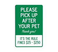 Please Pick-Up After Your Pet Thank You Its The Rule Fines $25-$250 Warning Sign, Clean Up Dog Poop Security Metal Signs for Business Home Wall Safety Caution Custom Decor 8 x 12 Inch