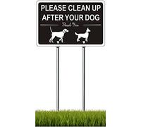 Please Pick Up Your Dog Poop Signs with Stake, 12"x 8" Metal Clean Up After Your Dog Signs for Yard, with 15.7" Stake, Outdoor, Lawn, Rust-free, Weather Resistant