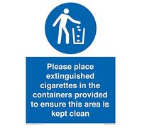 Please place extinguished cigarettes in the containers provided to ensure this area is kept clean.