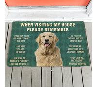 Please Remember Golden Retriever House Rules Bathroom Rug Non-Slip Floor Mats Anti Mould Barrier Mat For Entryway Shoes Scraper Indoor 40X60 Cm