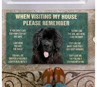 Please Remember Newfoundland House Rules Non Slip Rubber Backed Entryway Rugs for Indoor Outdoor Entrance Floor Door Mat Dries Quickly Kitchen Mat Natural Durable Easy to Maintain 36x24 Inch